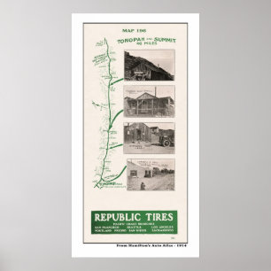 Poster 1914 Carte, sommet de Tonopah et Hot Creek