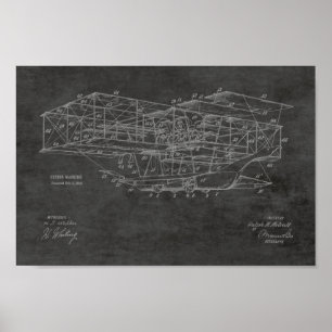 Poster 1914 Machine volante Avion Brevet d'Art Dessin
