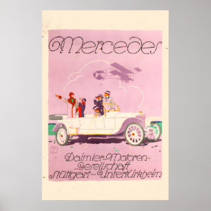 Poster 1914 Mercedes Daimler Automobile de Style Vintage