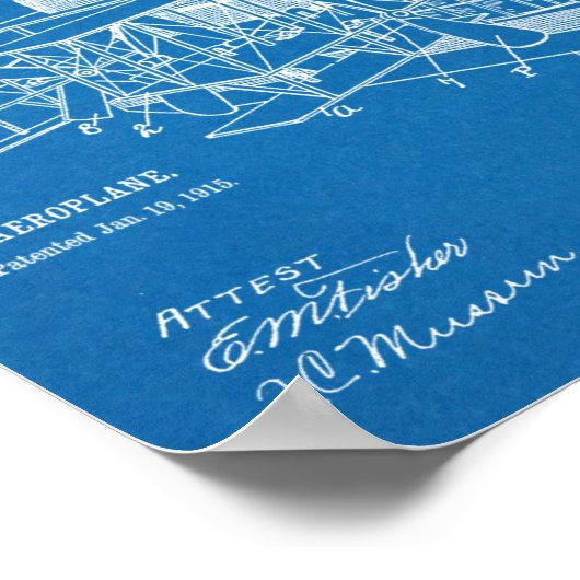 Poster 1915 Aéronefs Brevet d'art d'avion Imprimer (Coin)