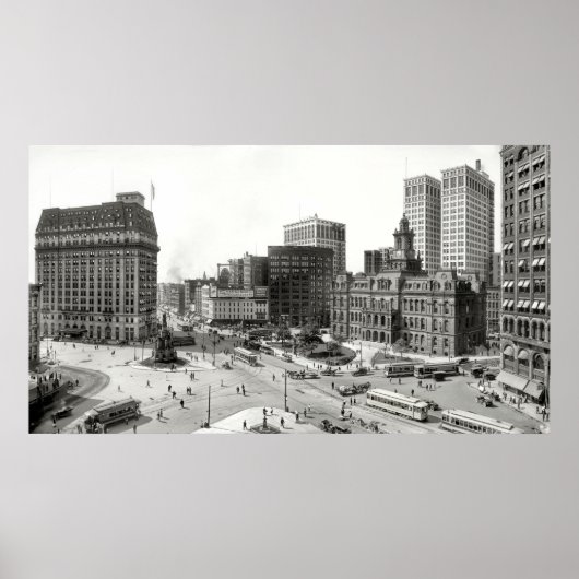 POSTER 1915 DÉTROIT INTERSECTION 5 VOIES (Devant)