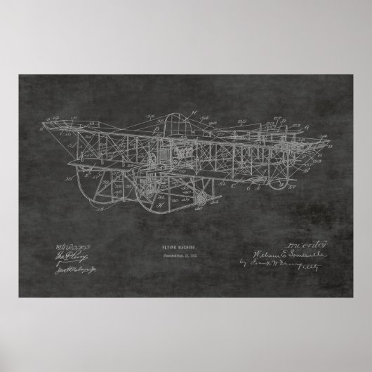 Poster 1915 Machine volante Dessin de brevet d'avion impr (Devant)