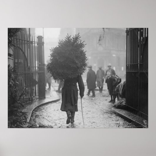 Poster 1915 : Un soldat portant un arbre de Noël (Devant)