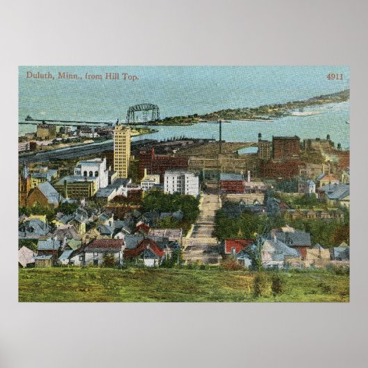 Poster 1915 Vue de Duluth, Minnesota Vintage (Devant)