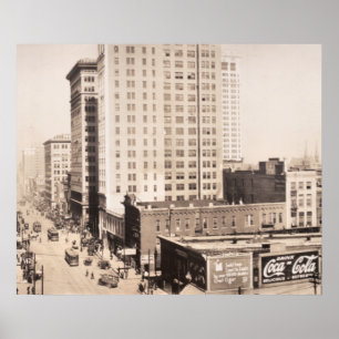 Poster 1916 Skyline de Birmingham, photo Vintage AL