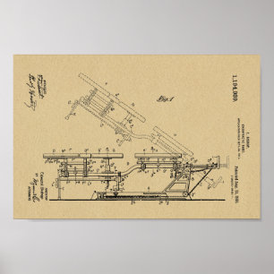 Poster 1916 Vintage Chiropratique Table Brevet Art Imprim