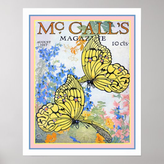 Poster 1917 McCall's Butterfly Magazine Couverture 16x20 (Devant)