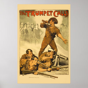 Poster 1918 Australie La Trompette Sonne ! Recrutement d