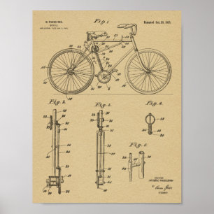 Poster 1918 Chainless Bicycle Design Patent Art Print