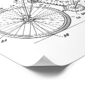 Poster 1918 Conception de bicyclettes sans chaines Brevet (Coin)