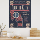 Poster 1918 FEED THE KITTY sheet music cover (Cuisine)