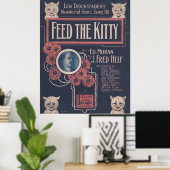 Poster 1918 FEED THE KITTY sheet music cover (Bureau à domicile)