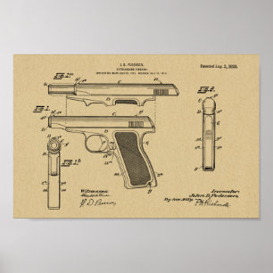 Poster 1920 Automatique Arme Brevet Dessin d'Art Imprimer
