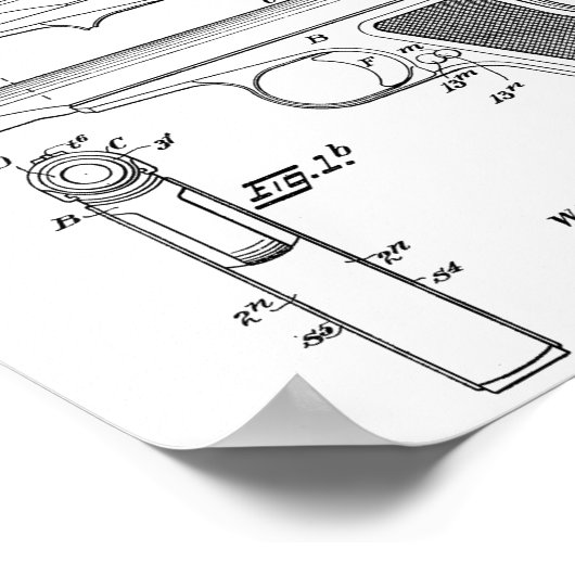 Poster 1920 Automatique Arme Brevet Dessin d'Art Imprimer (Coin)