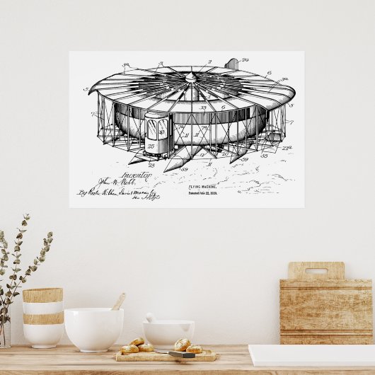 Poster 1920 Avion de 1920 Dessin de brevet d'avion (Cuisine)