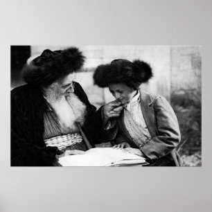 Poster 1920 Étudier la Torah, noir et blanc