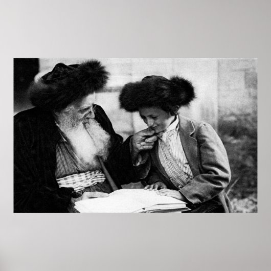 Poster 1920 Étudier la Torah, noir et blanc (Devant)