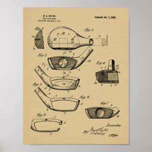 Poster 1920 Golf Club Head Design Brevet d'art Imprimer