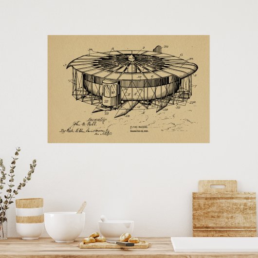 Poster 1920 Machine à voler Avion Brevet d'Art Dessin (Cuisine)