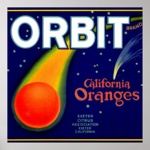 Poster 1920s Orbite Orange étiquette de caisse de fruits