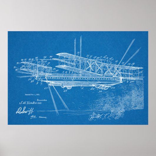 Poster 1921 Aéronefs Brevet d'art d'avion Imprimer (Devant)