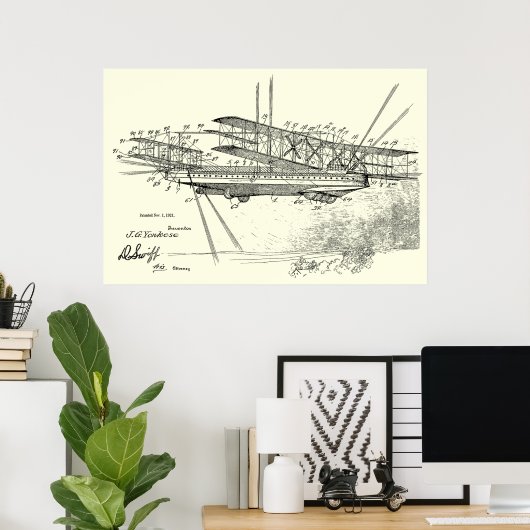 Poster 1921 Aéronefs Brevet d'art d'avion Imprimer (Bureau à domicile)