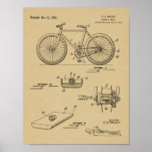 Poster 1921 Bicycle Pedal Design Brevet Art Imprimer (Devant)