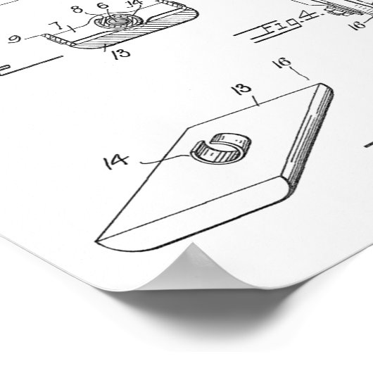 Poster 1921 Bicycle Pedal Design Brevet Art Imprimer (Coin)
