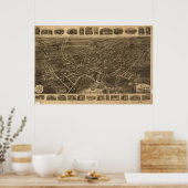 Poster 1921 Middletown, NY Oiseaux Vue panoramique Carte (Cuisine)