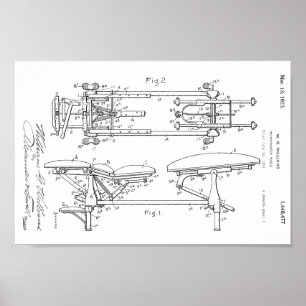 Poster 1923 Vintage Chiropractic Table Patent Art Print