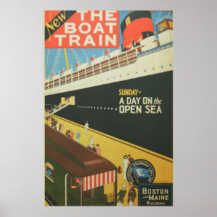 Poster 1925 Boston & Maine RR Le Train de la Fierté - Vin