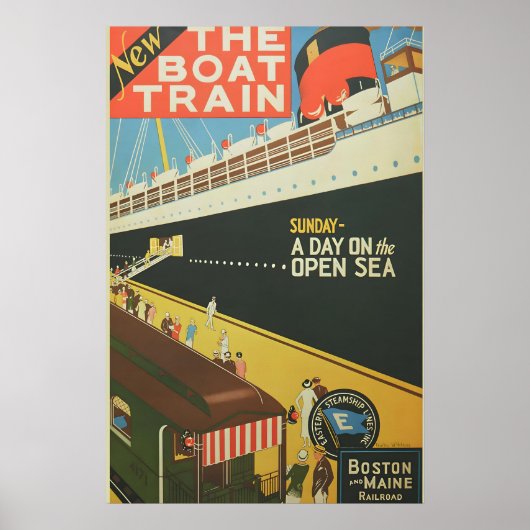 Poster 1925 Boston & Maine RR Le Train de la Fierté - Vin (Devant)