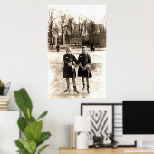 Poster 1925 Filles Amis Patinage Sur Glace (Bureau à domicile)