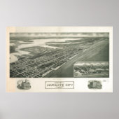 Poster 1925 Margate City, NJ Birds Eye View Panoramic Map (Devant)