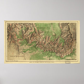 Poster 1926 Carte du Grand Canyon National Park Arizona