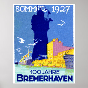 Poster 1927 Bremerhaven Allemagne