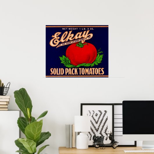 Poster 1930 Elkay Solid Pack Tomates peut étiquette (Bureau à domicile)
