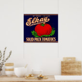 Poster 1930 Elkay Solid Pack Tomates peut étiquette (Cuisine)