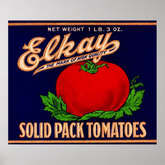 Poster 1930 Elkay Solid Pack Tomates peut étiquette (Devant)