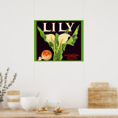 Poster 1930 Lily orange crate étiquette (Cuisine)