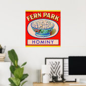 Poster 1930 s Fern Park hominy grits label (Bureau à domicile)