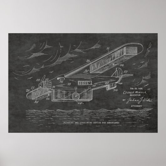 Poster 1930 Sécurité Avion Brevet d'art Imprimer (Devant)