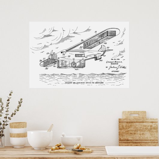 Poster 1930 Sécurité Avion Brevet d'art Imprimer (Cuisine)