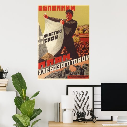 Poster 1930 van Kolkhoz (Thuiskantoor)