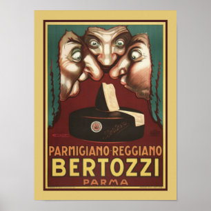 Poster 1930s Bertozzi Cheese Advertisement