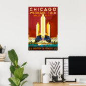 Poster 1933 FOIRE MONDIALE DE CHICAGO Siècle de progrès N (Bureau à domicile)