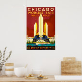 Poster 1933 FOIRE MONDIALE DE CHICAGO Siècle de progrès N (Cuisine)