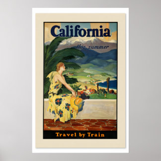 Poster 1934 Californie Voyage en train cet été