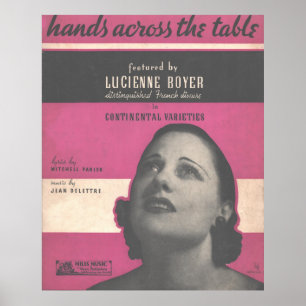 Poster 1934 Mains sur la table