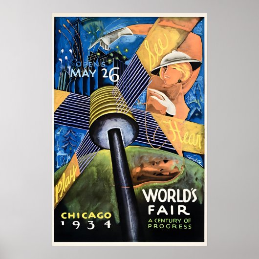 Poster 1934 World's Fair - Chicago Century of Progress (Devant)